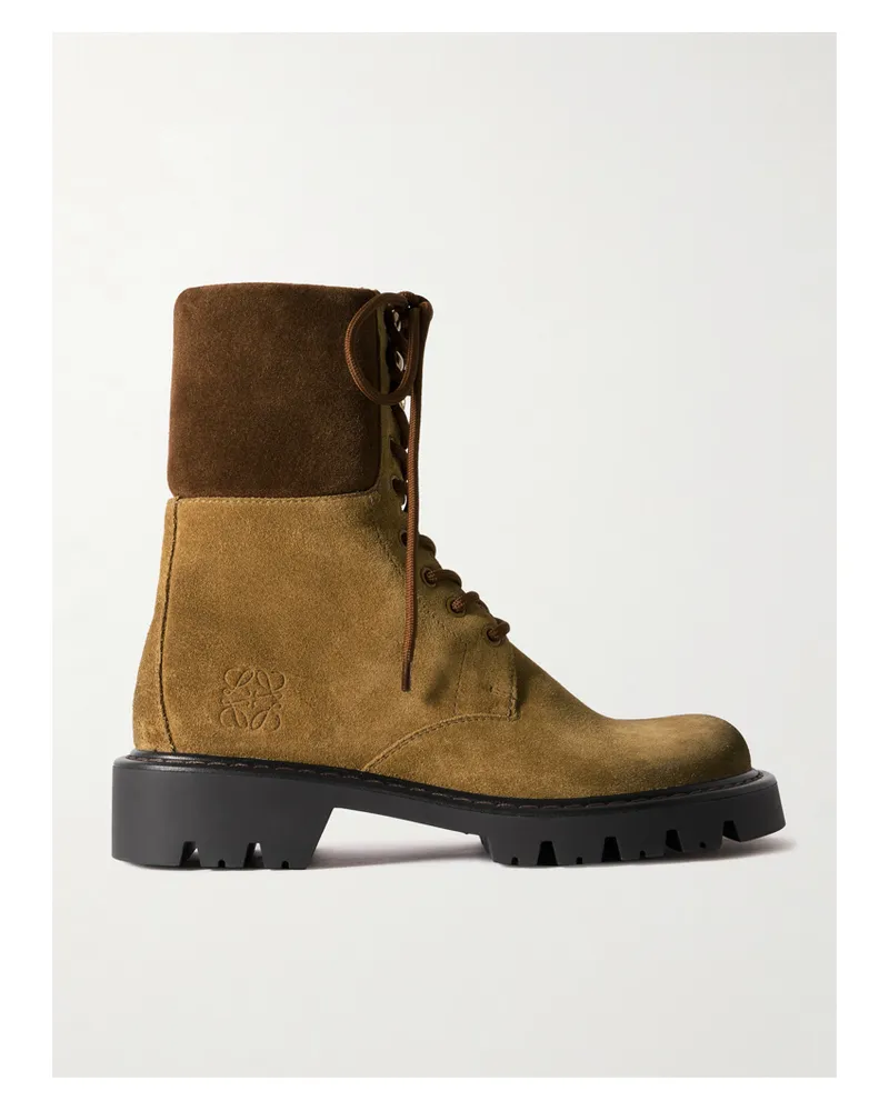 Loewe Sierra Schnürstiefel Aus Veloursleder - Braun Braun