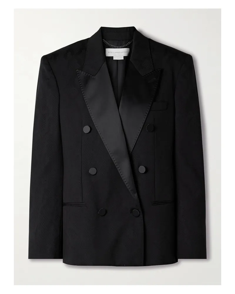 Stella McCartney Doppelreihiger Oversized-blazer Aus Wolle Mit Satinbesatz - Schwarz Schwarz