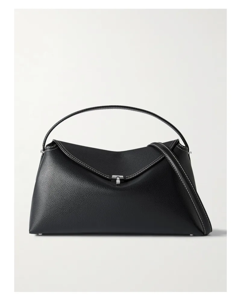 Totême T-lock Textured-leather Shoulder Bag - Black Black