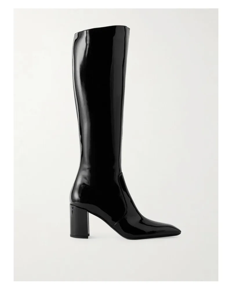 Saint Laurent Lauren Stiefel Aus Lackleder - Schwarz Schwarz