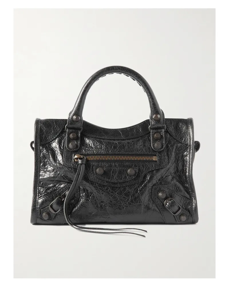 Balenciaga Le City Mini Textured-leather Bag - Black Black