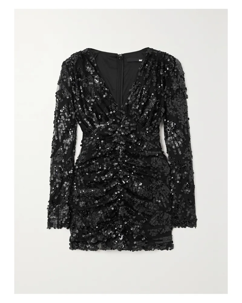 ROTATE Birger Christensen Sue Minikleid Aus Recyceltem Chiffon Mit Pailletten - Schwarz Schwarz