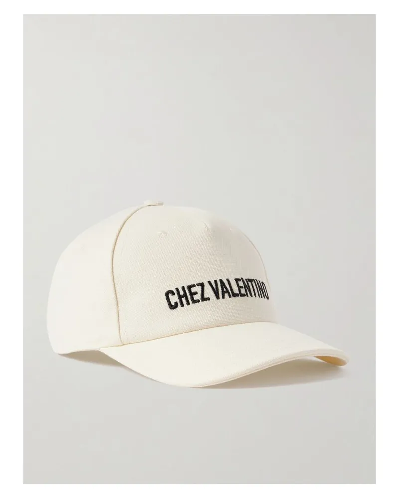 Valentino Garavani Baseballkappe Aus Baumwoll-canvas Mit Stickerei - Creme Creme