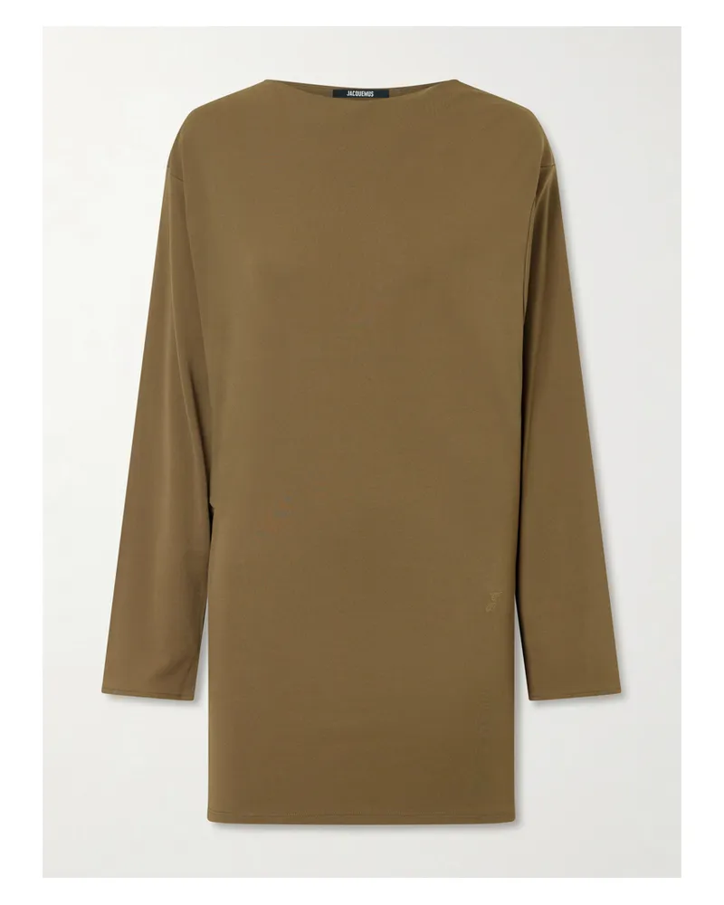 Jacquemus The Mistral Open-back Draped Jersey Mini Dress - Green Green