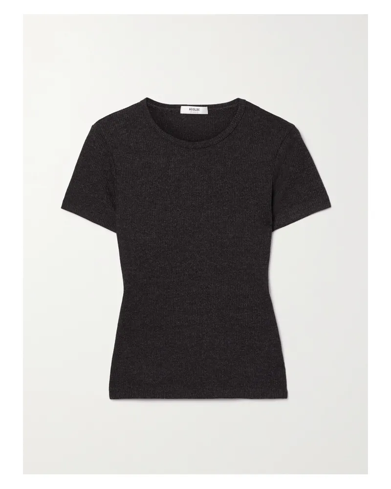 AGOLDE Harri T-shirt Aus Rippstrick - Braun Braun