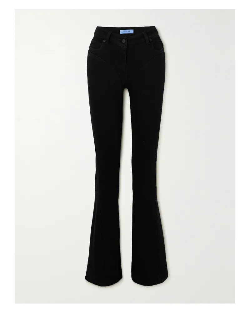 Thierry Mugler Halbhohe Schlagjeans - Schwarz Schwarz