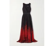 Pleated Dégradé Chiffon Gown - Red