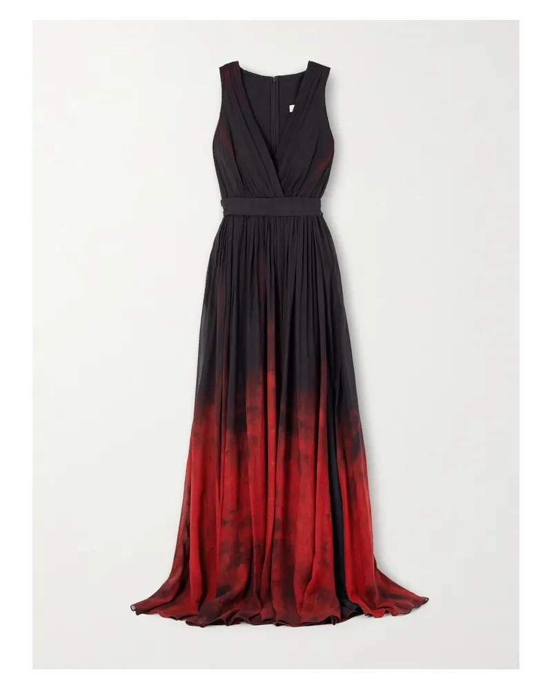 Elie Saab Pleated Dégradé Chiffon Gown - Red Red