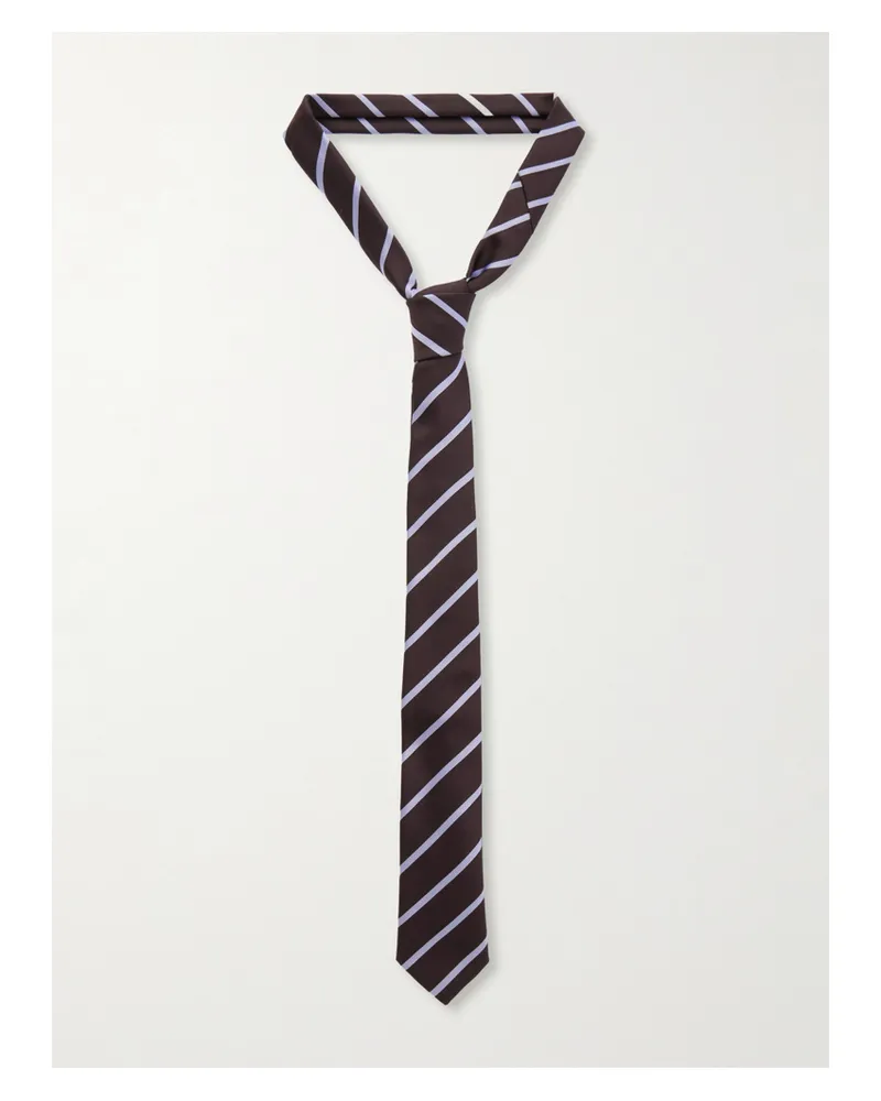 FRANKIE Shop Lene Krawatte Aus Gestreiftem Twill - Braun Braun
