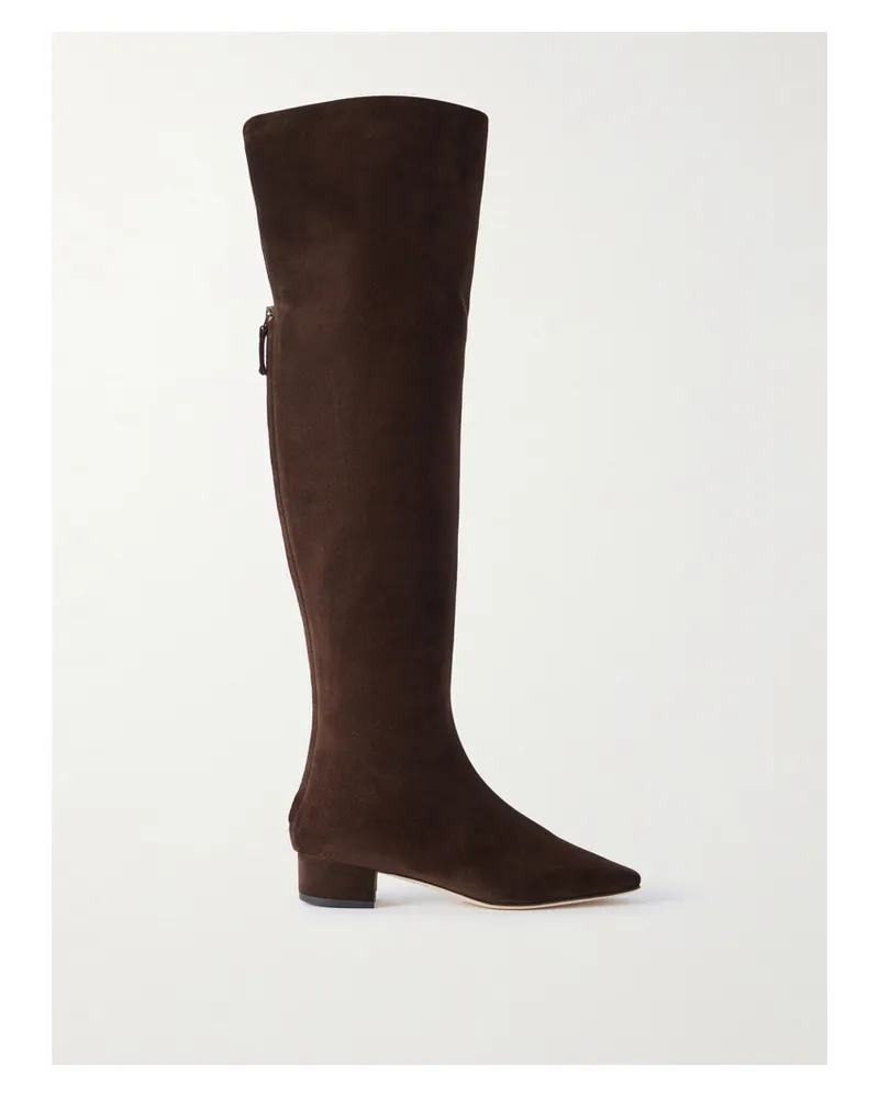 Manolo Blahnik Gore 30 Overknees Aus Veloursleder - Braun Braun