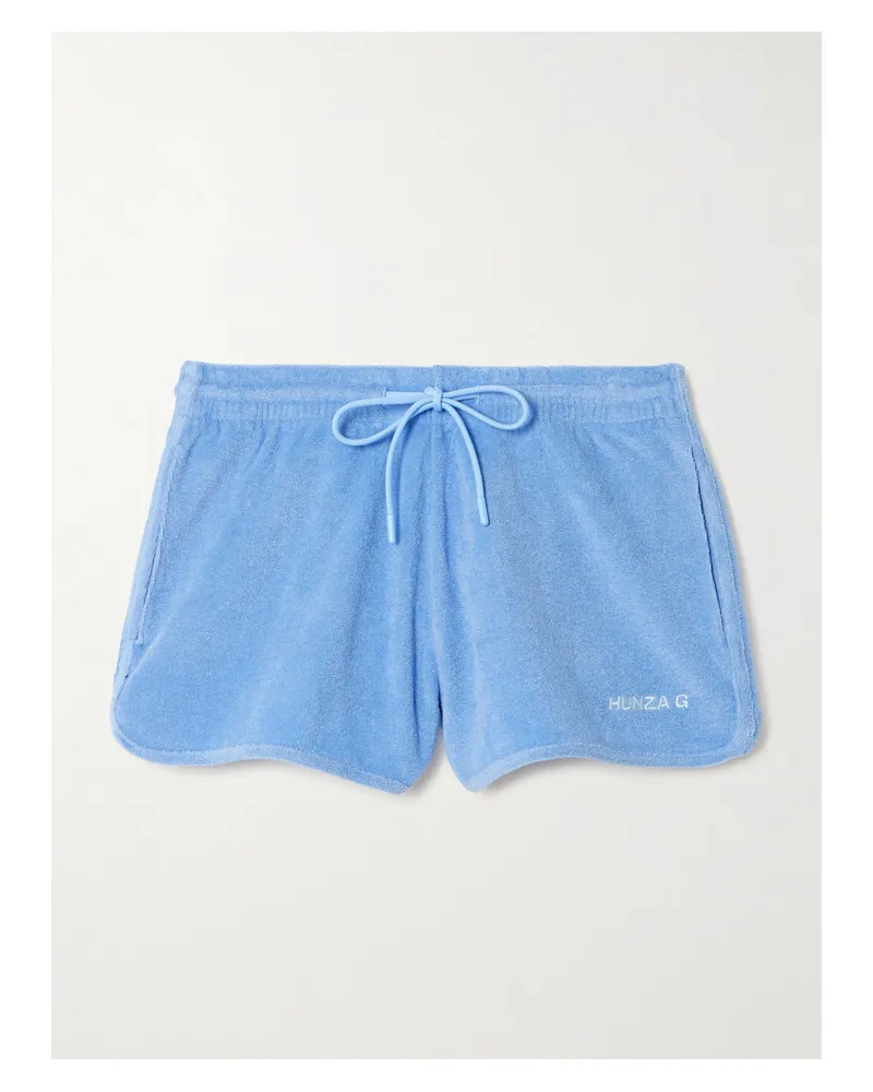 Hunza G Shorts Aus Baumwollfrottee Mit Stickerei - Blau Blau
