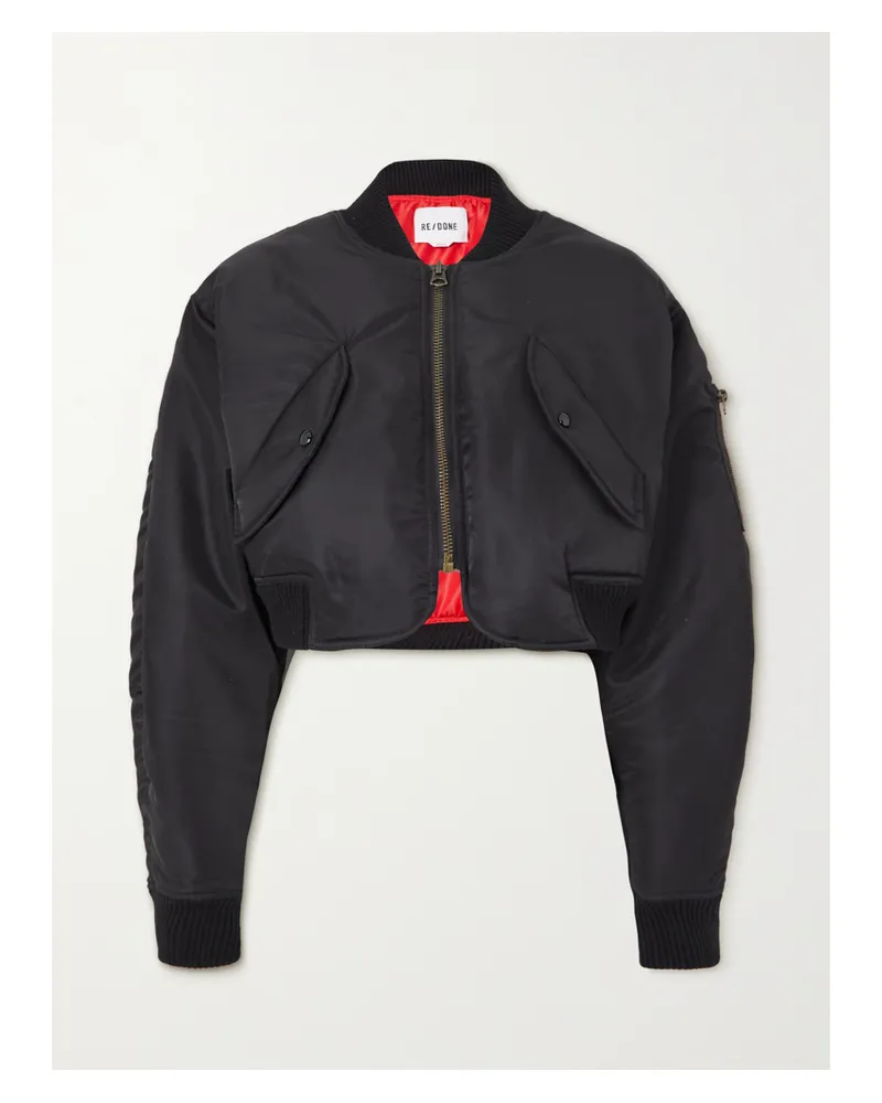 RE/DONE Verkürzte Bomberjacke Aus Shell - Schwarz Schwarz
