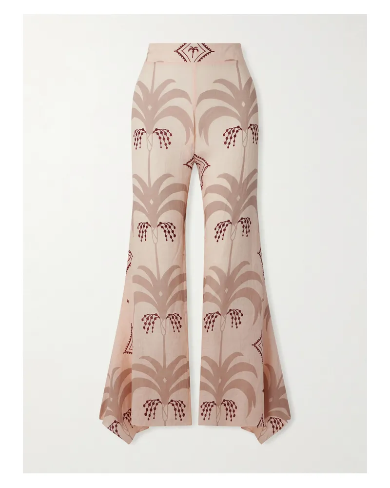 Johanna Ortiz Femininity Dramatic Printed Linen Pants - Neutrals Neutrals