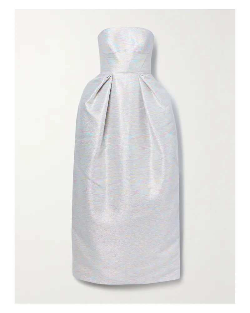 Christopher John Rogers Trägerlose Robe Aus Jacquard In Metallic-optik Mit Falten - Silber Silber