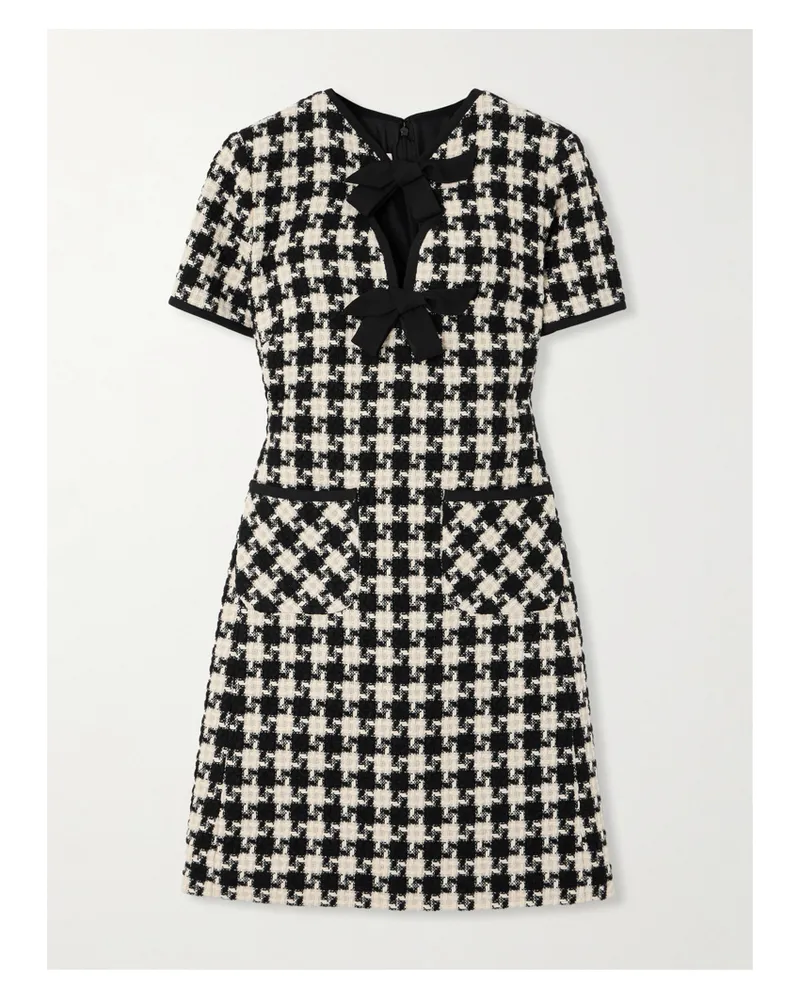 Valentino Garavani Minikleid Aus Kariertem Tweed Mit Besätzen Aus Crêpe Und Schleifen - Schwarz Schwarz