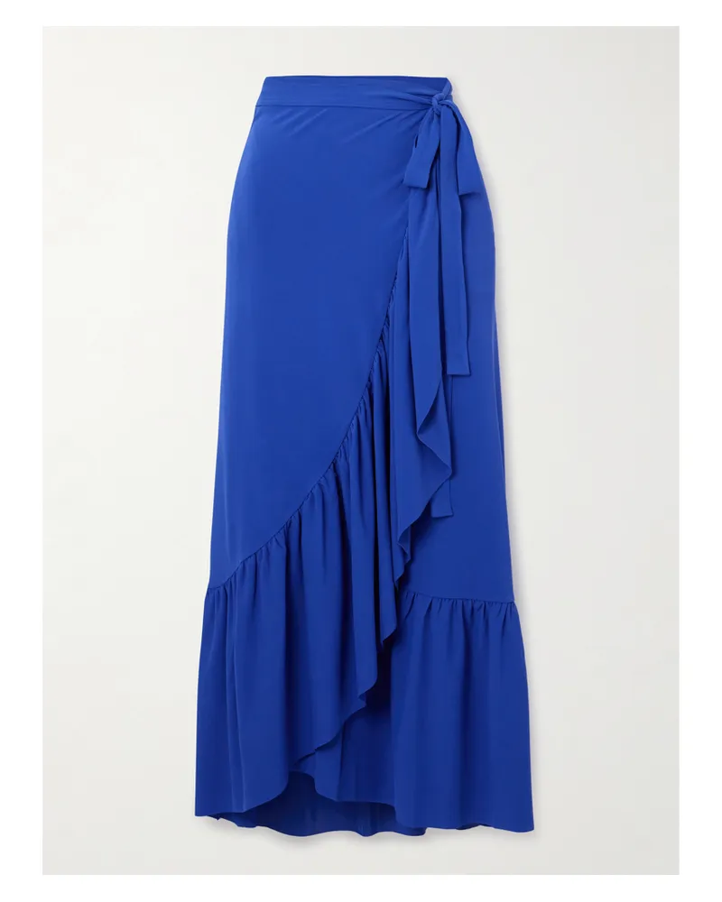 Eres Les Essentiels Julia Pareo Aus Stretch-crêpe Mit Volant - Blau Blau