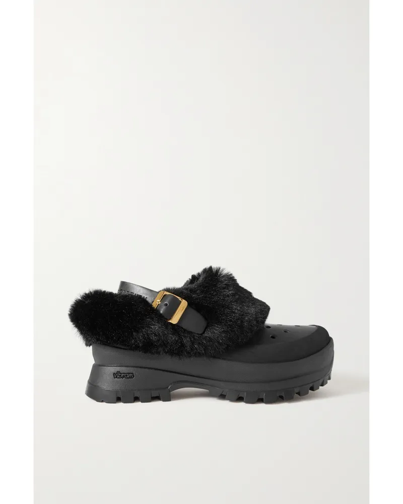 Stella McCartney Trace Clogs Aus Faux Fur, Kunstleder Und Gummi - Schwarz Schwarz