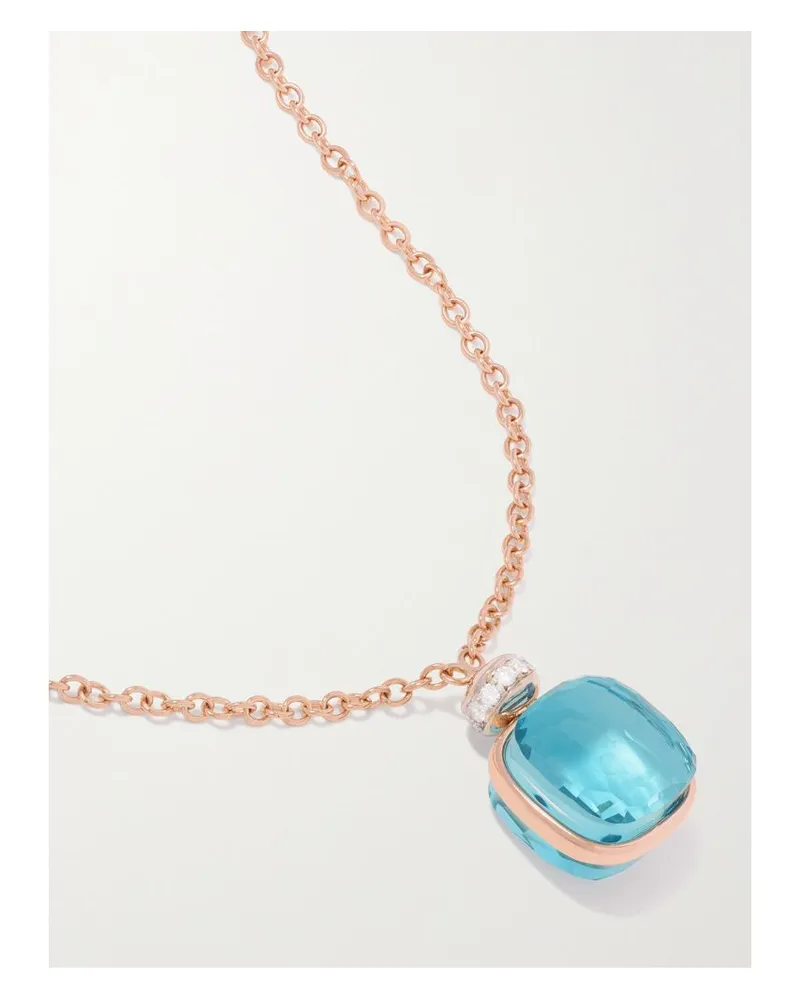 Pomellato Nudo Kette Aus 18 Karat Rosé- Und Weißgold Mit Topas Und Diamanten Gold