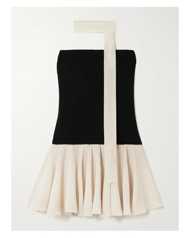 Esse Studios Illi Trägerloses Minikleid Aus Stretch-strick Und Crêpe De Chine Aus Seide Mit Schal - Schwarz Schwarz