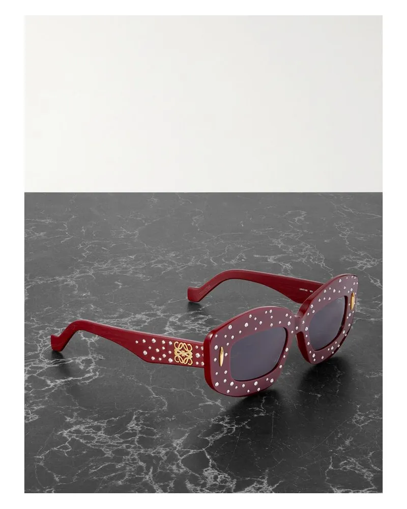 Loewe Oversized-sonnenbrille Mit Eckigem Rahmen Aus Azetat Mit Kristallen - Burgunder Burgunder