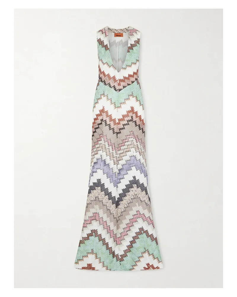 Missoni Striped Metallic Crochet-knit Maxi Dress - White White