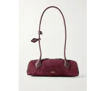 Le Teckel Kleine Schultertasche Aus Veloursleder Mit Lederbesätzen - Burgunder