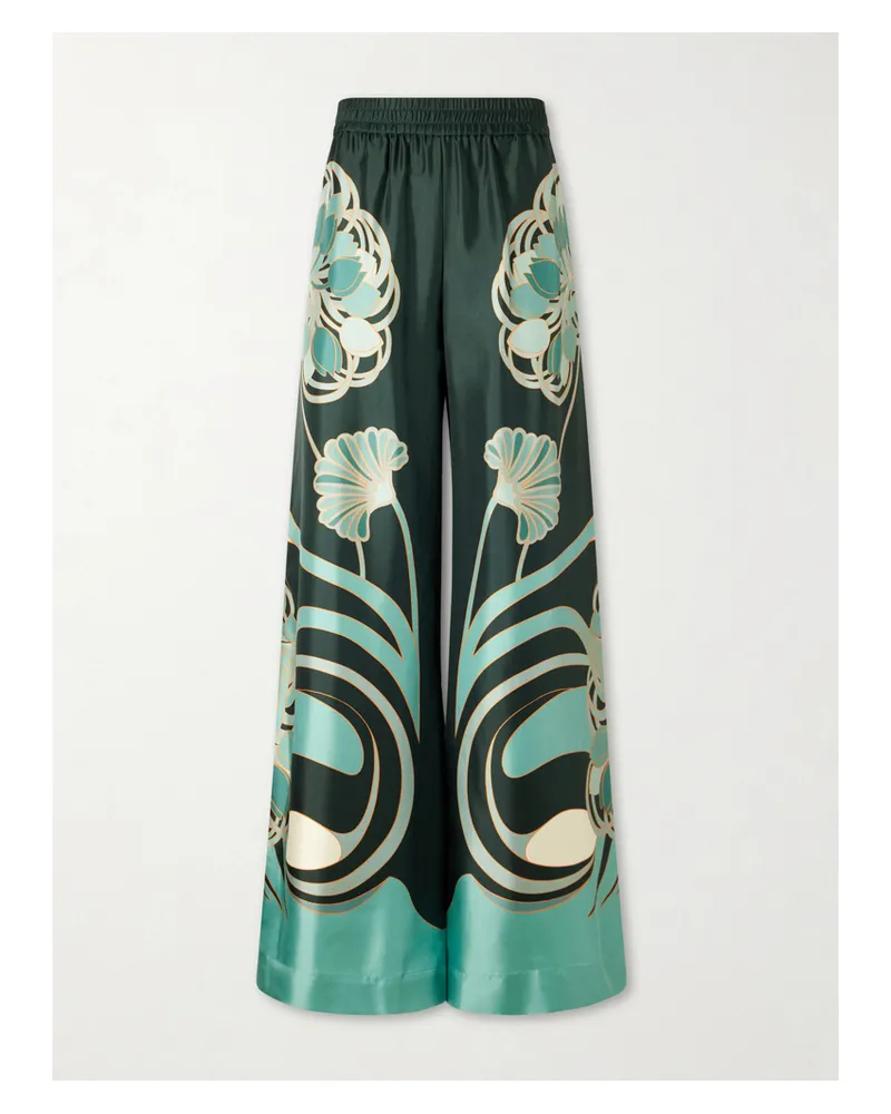 La DoubleJ Palazzo Printed Silk-twill Wide-leg Pants - Blue Blue