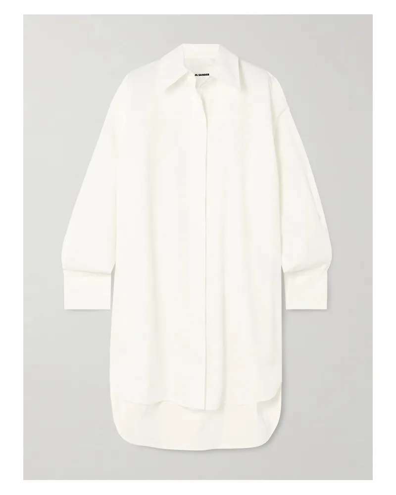 Jil Sander Oversized-mini-hemdblusenkleid Aus Baumwollpopeline - Weiß Weiß