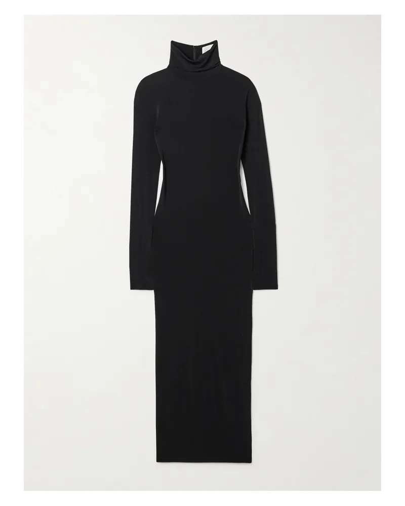Isabel Marant Vanessa Midikleid Aus Stretch-jersey Mit Stehkragen - Schwarz Schwarz