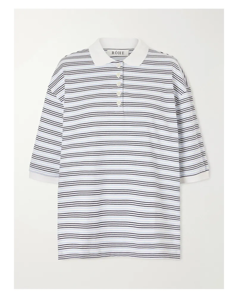 Róhe Oversized Striped Organic Cotton-jersey Polo Shirt - Blue Blue