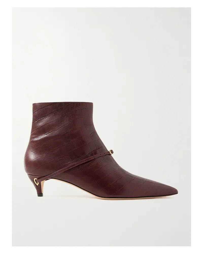 Jennifer Chamandi Rocco 45 Ankle Boots Aus Leder Mit Krokodileffekt - Burgunder Burgunder