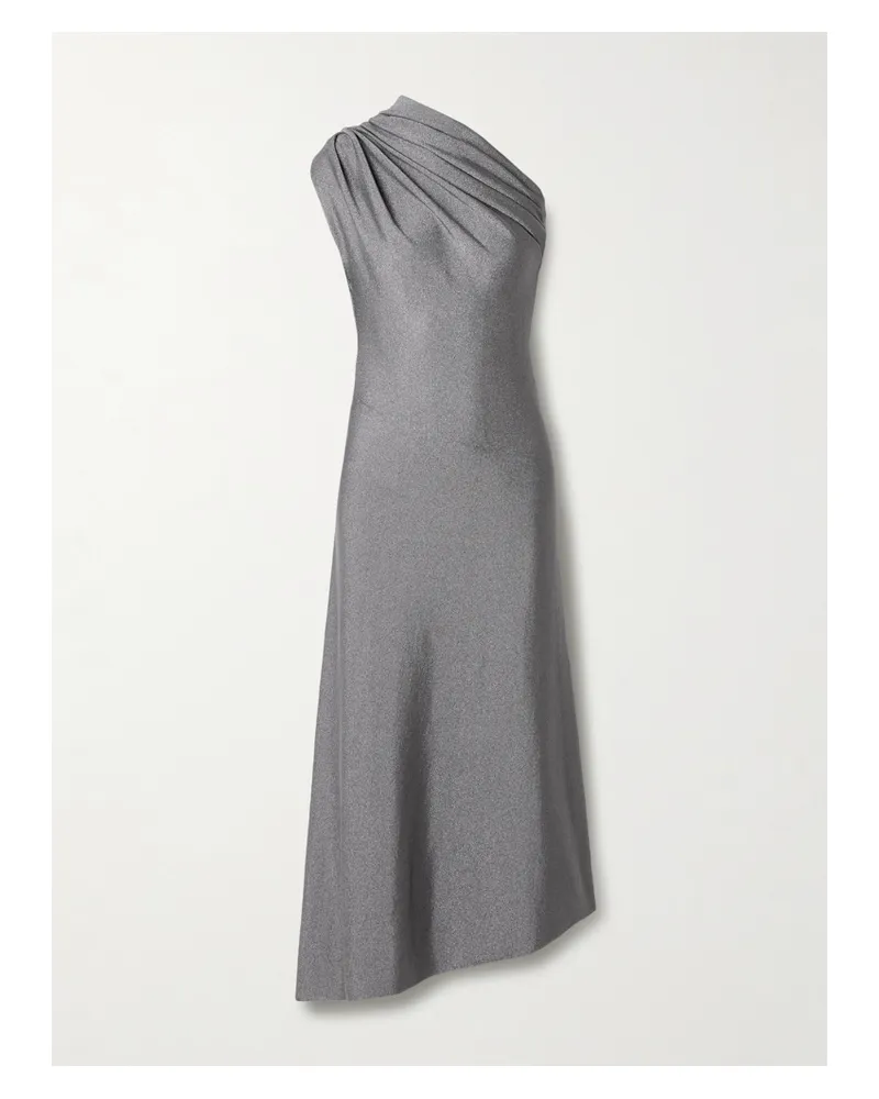 KHAITE Coast Asymmetric One-shoulder Draped Lurex Dress - Silver Silver