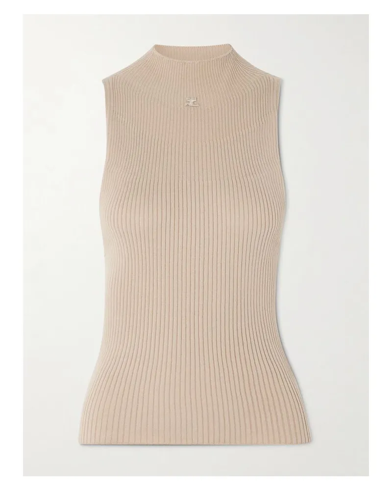 Courrèges Tanktop Aus Einer Gerippten Baumwoll-merinowollmischung Mit Applikation - Neutral Neutral