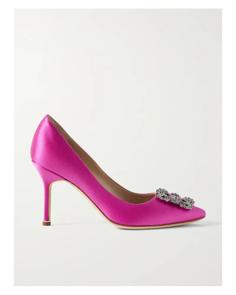 Manolo Blahnik Hangisi 90 Pumps Aus Satin Mit Kristallen - Pink Pink