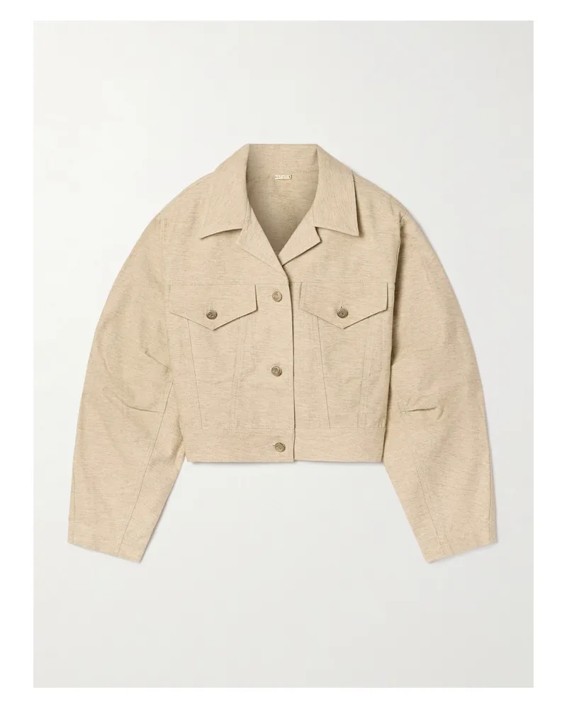 Cult Gaia Daphne Verkürzte Jacke aus Twill aus einer Baumwoll-leinenmischung Neutral