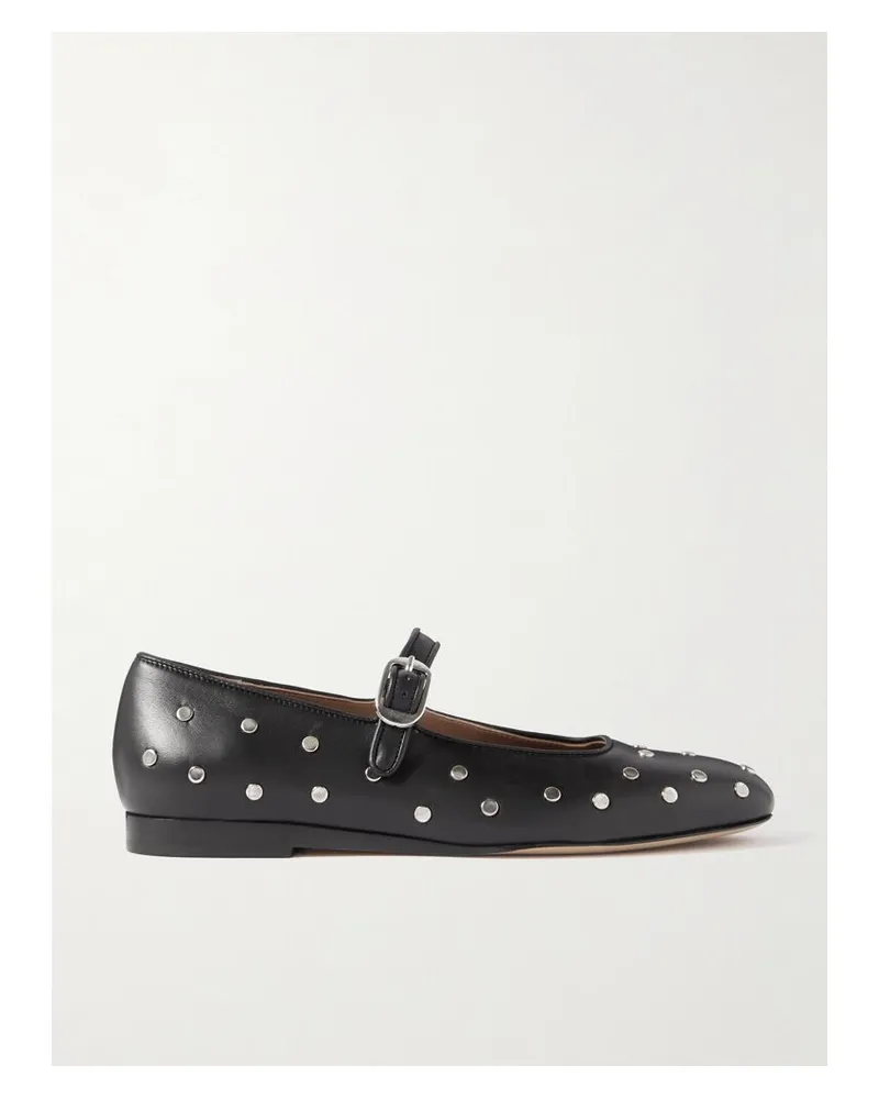 Le Monde Béryl Mary-jane-ballerinas Aus Leder Mit Nieten - Schwarz Schwarz