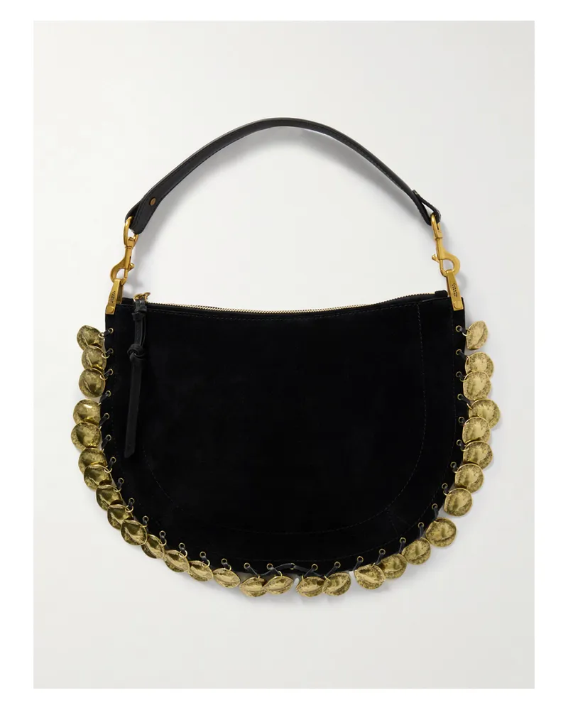 Isabel Marant Oskan Soft Embellished Leather-trimmed Suede Tote - Black Black