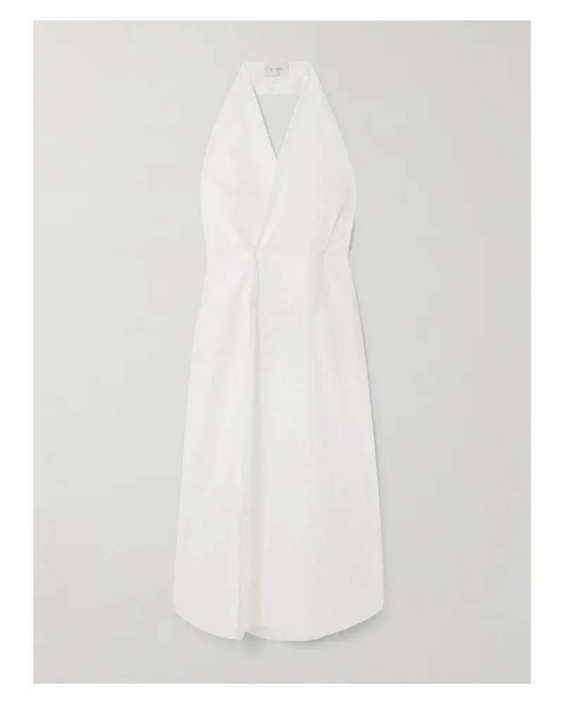 St. Agni Cotton-blend Poplin Halterneck Wrap Maxi Dress - White White