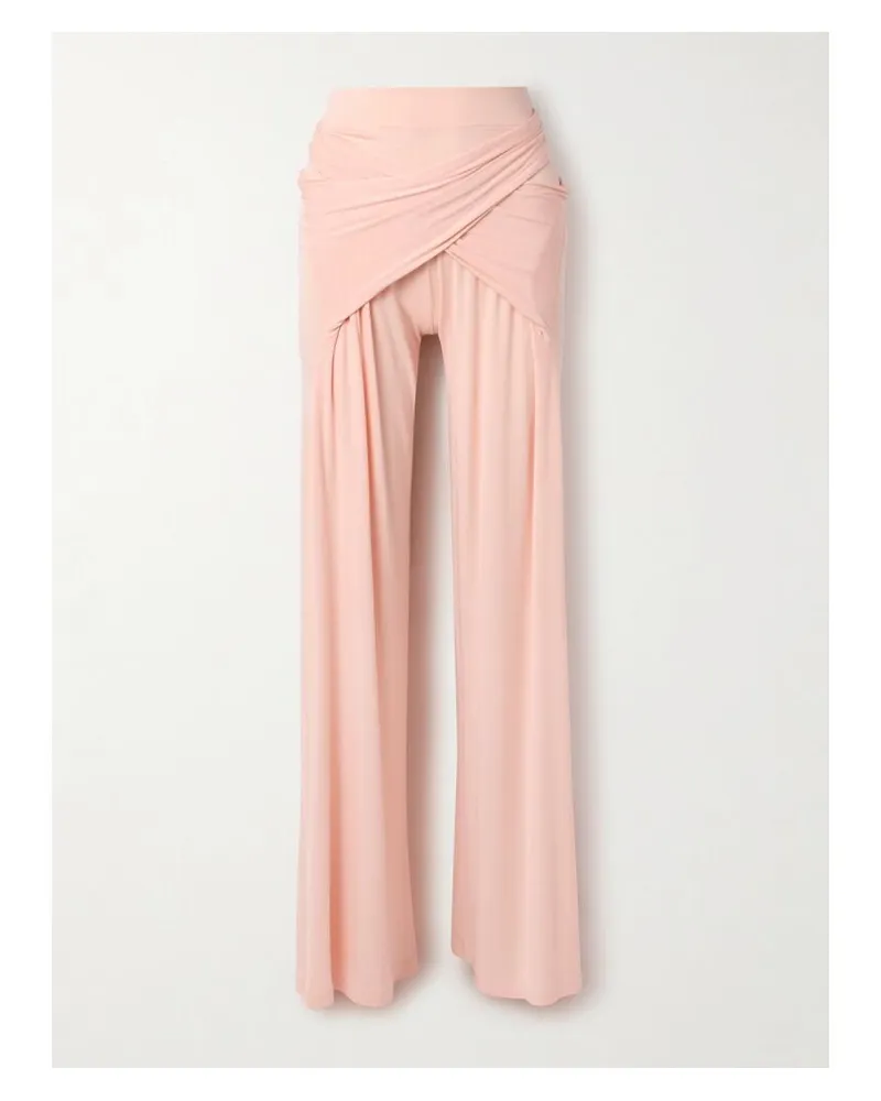 Norma Kamali Elephant Hose Mit Weitem Bein Aus Stretch-jersey Mit Wickeleffekt - Pink Pink