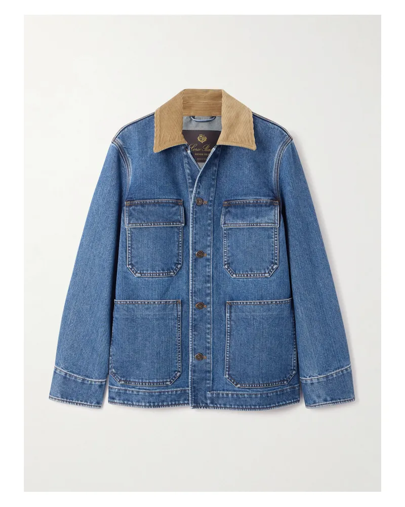 Loro Piana Dean Jeansjacke Mit Cordbesatz - Blau Blau