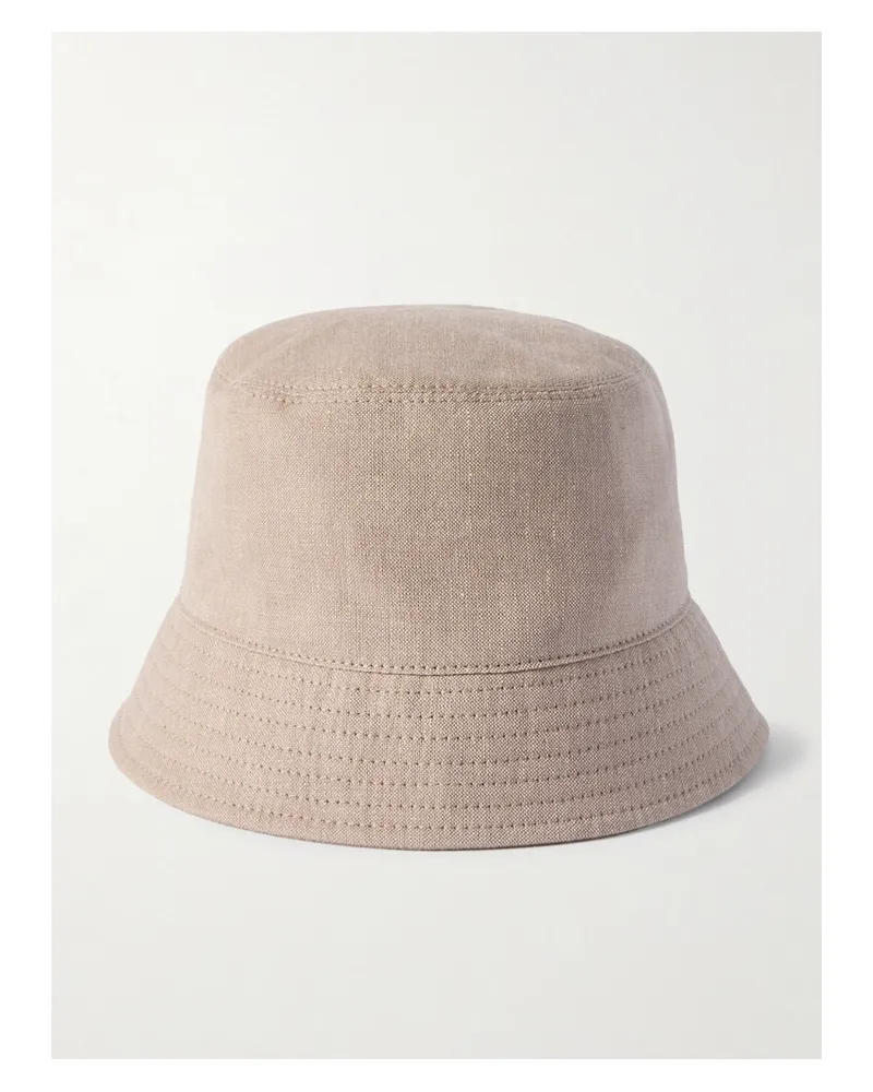 Brunello Cucinelli Fischerhut Aus Einer Leinen-wollmischung Mit Verzierungen - Neutral Neutral