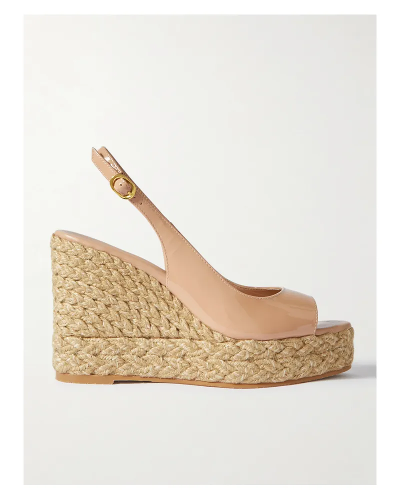Stuart Weitzman Island Slingback-espadrille-wedges Aus Lackleder - Neutral Neutral