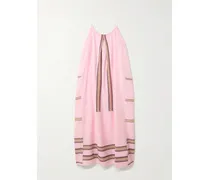 Nia Paneled Striped Cotton-blend Midi Dress - Pink
