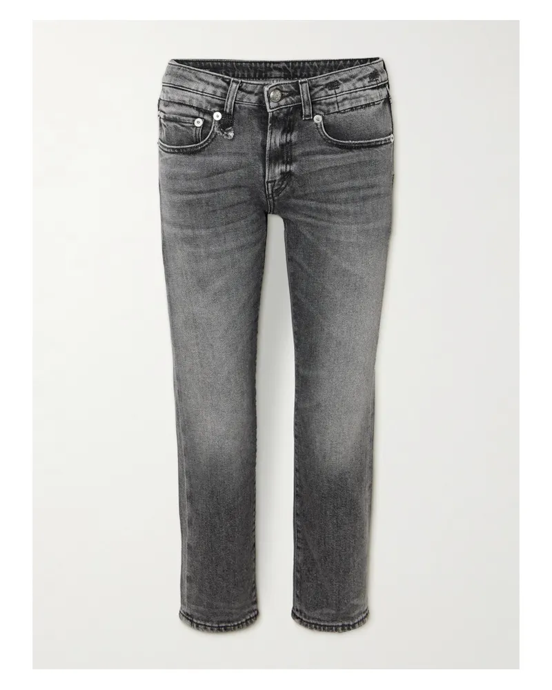 R13 Boy Verkürzte, Tief Sitzende Jeans Mit Schmalem Bein In Distressed-optik - Grau Grau