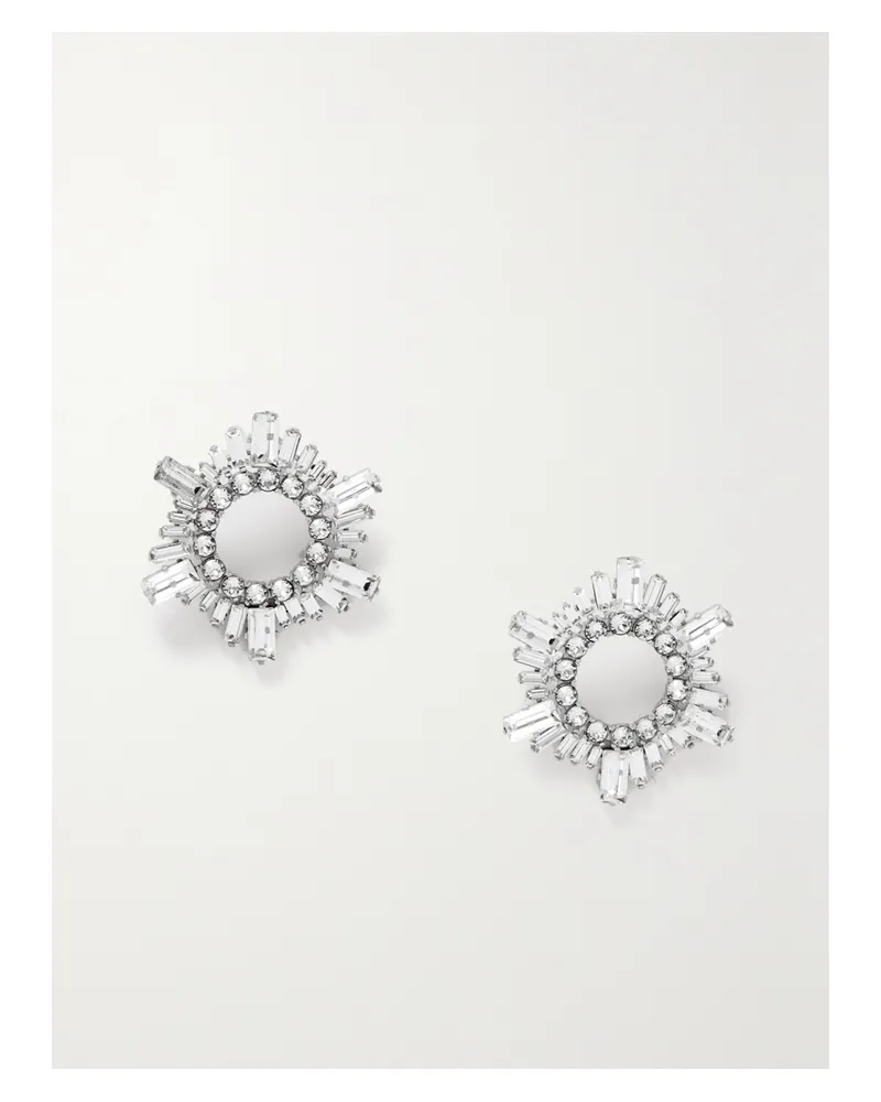 Amina Muaddi Begum Mini Silver-tone And Crystal Earrings Silver
