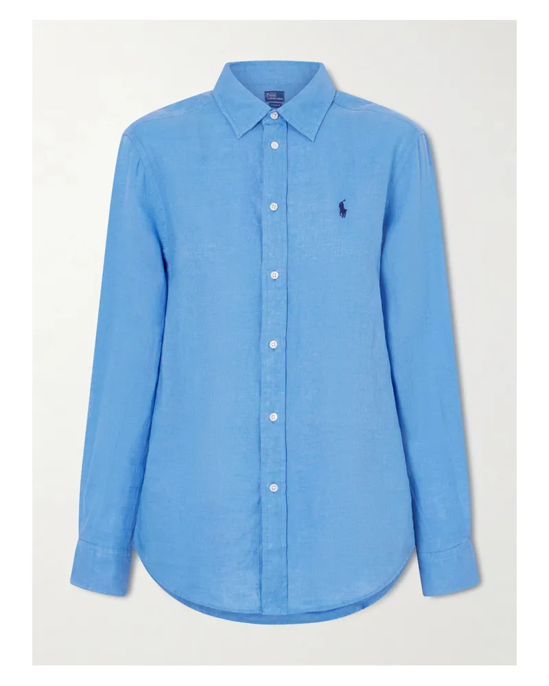 Ralph Lauren Hemd Aus Leinen Mit Stickerei - Blau Blau