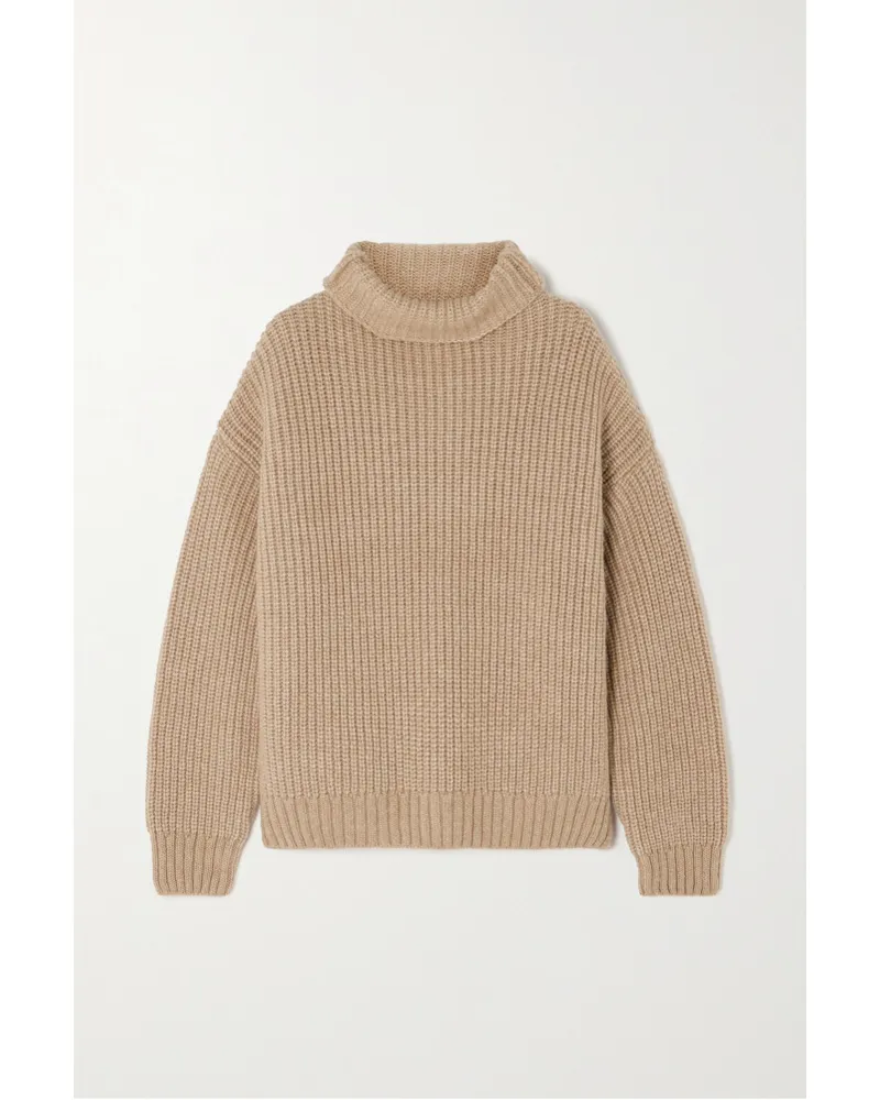 Anine Bing Sydney Rollkragenpullover aus Rippstrick Neutral