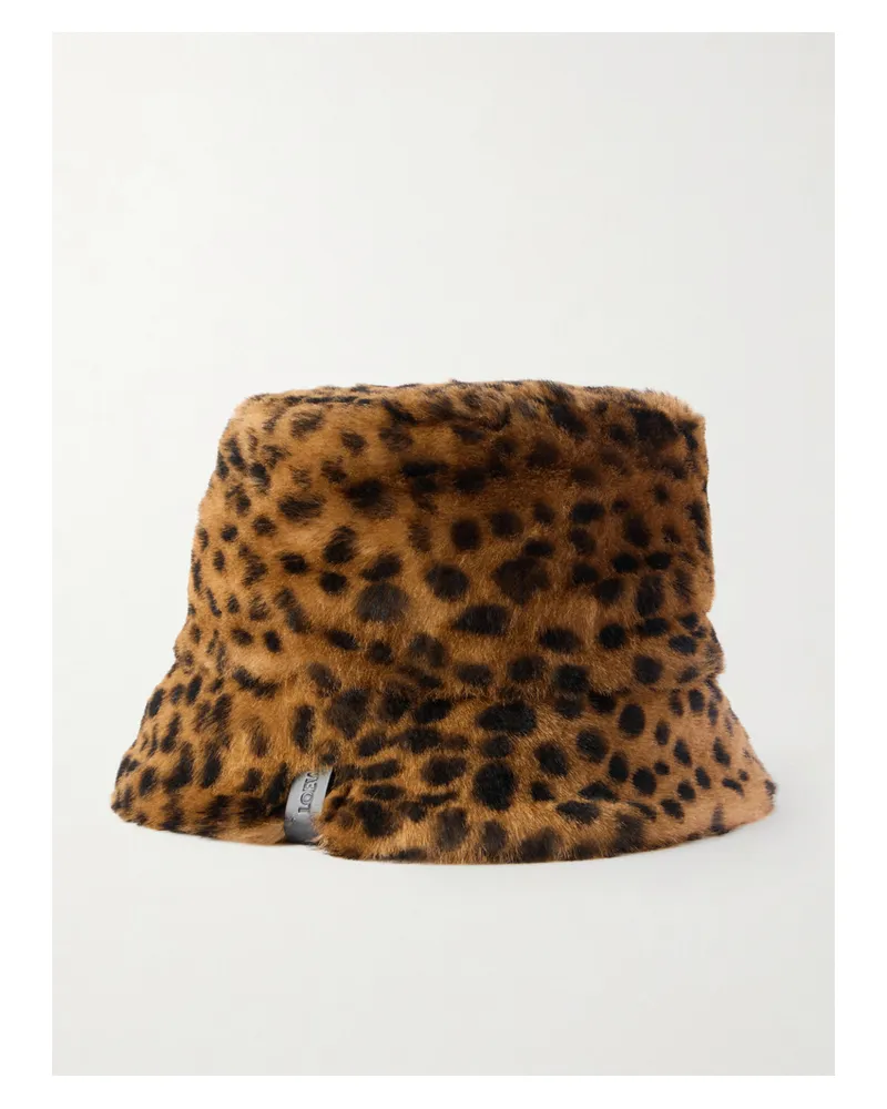 Loewe Fischerhut Aus Shearling Mit Leopardenprint Und Lederbesatz - Animal-Print Animal-print
