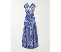 Simone Maxirock Aus Bedrucktem Crêpe Mit Falten - Blau