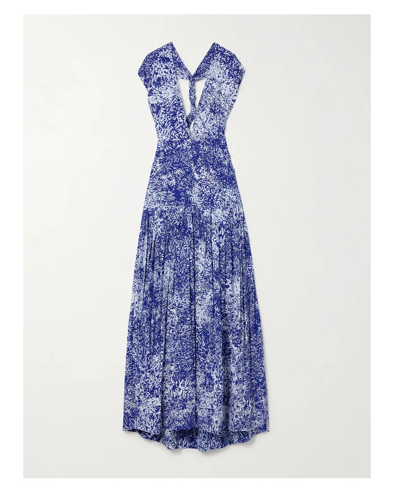 Proenza Schouler Simone Maxirock Aus Bedrucktem Crêpe Mit Falten - Blau Blau